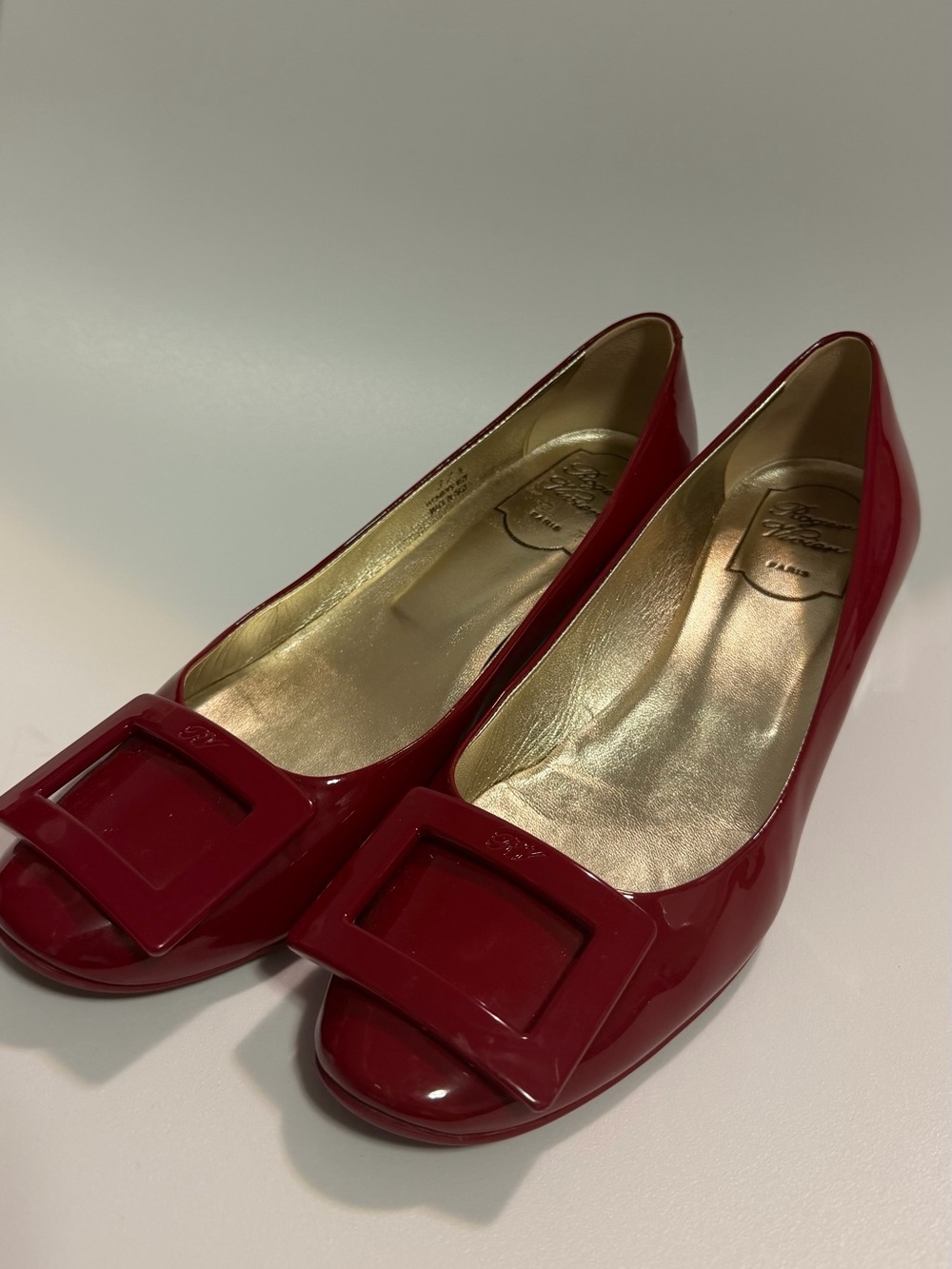 Roger Vivier Red Patent Square-Buckle Flats